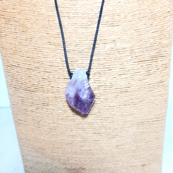 Genuine Amethyst Chunk on Cotton Rope - Picture 1 of 2